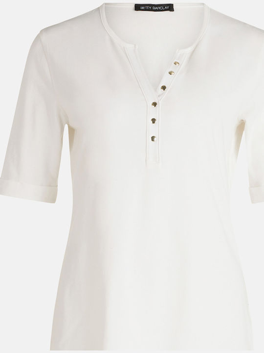 Damen Bluse Baumwolle Kurzärmelig OffWhite