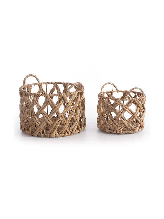 Nef-Nef Homeware Decorative Basket Wicker with Handles Beige 35x22x22cm