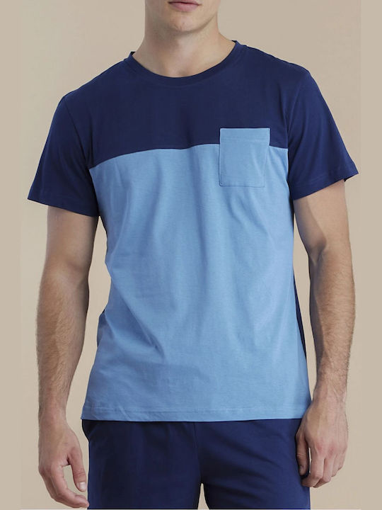 Noidinotte Men's Summer Pajamas Set Blue