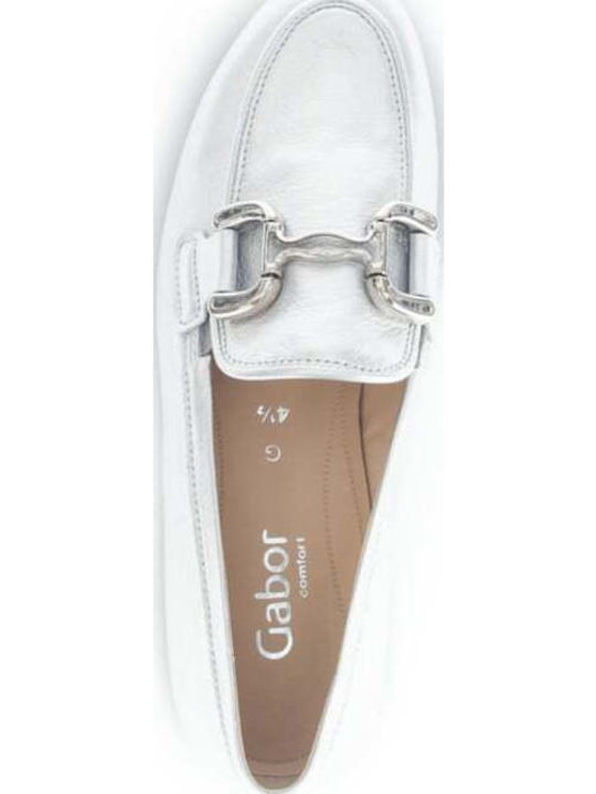 Δερμάτινα Γυναικεία Loafers σε Ασημί Χρώμα