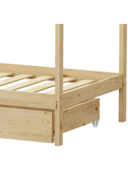 Kinderbett Einzeln mit Stauraum Beige für Matratze 90x190cm