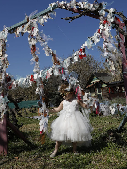 Bambolino Vanessa Ecru Baptism Dress Made of Tulle