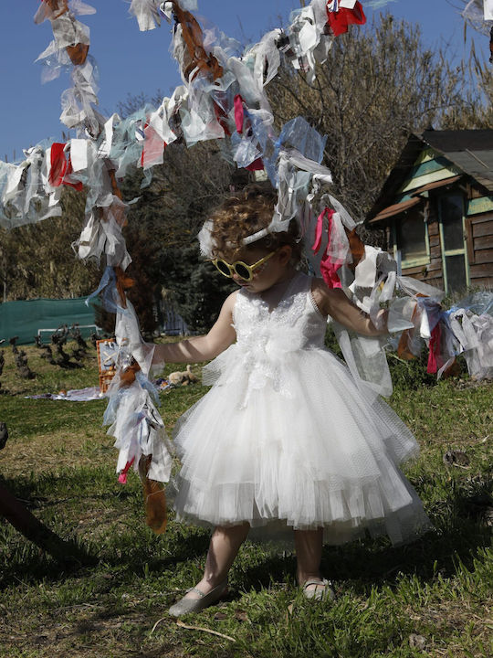 Bambolino Vanessa Ecru Baptism Dress Made of Tulle