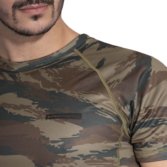 Pentagon Short Sleeve T-shirt Army Body Shock In Brown Colour Pentacamo