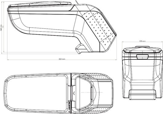 Rati Armster Auto Armlehnenkonsole aus Kunstleder Universell 2017+ in Schwarzer Farbe