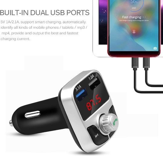 Car FM Transmitter with MicroSD and USB 2.1A