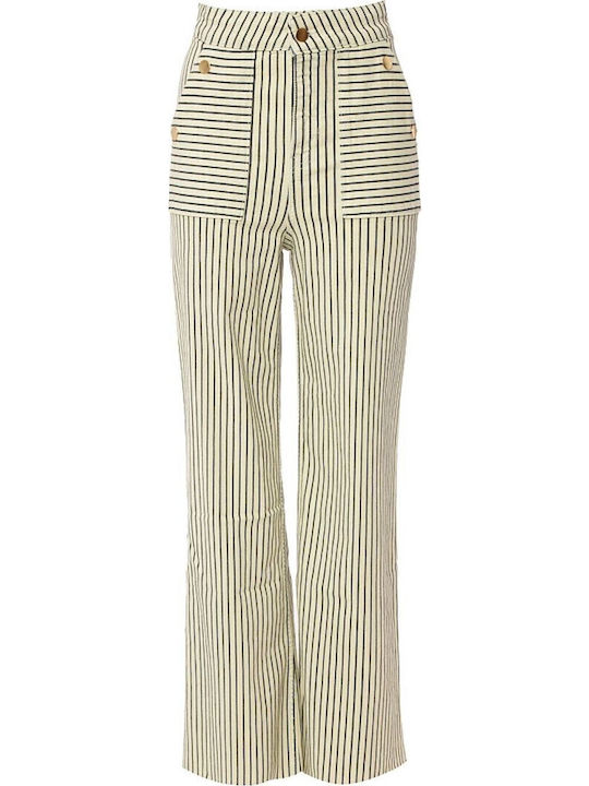 High Waist Women's Jean Trousers Flared in Regular Fit Natural Stripe