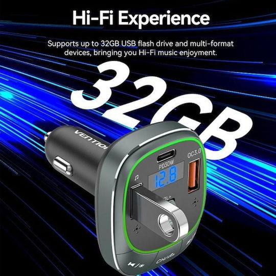 Vention Car FM Transmitter Fflb0 With Type-C USB