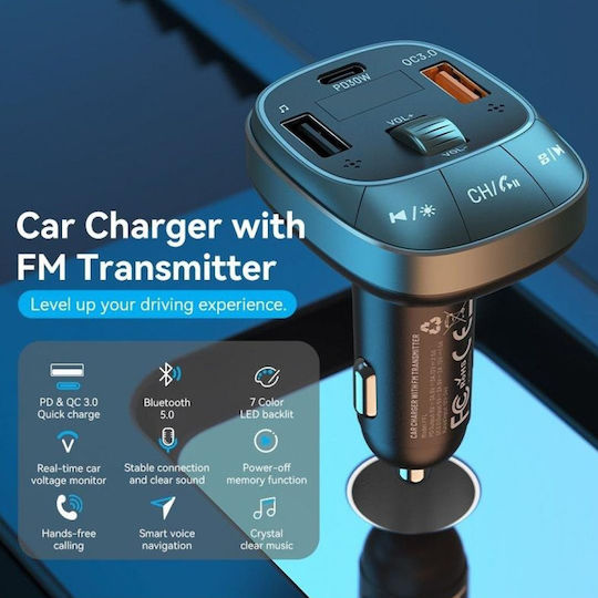Vention Car FM Transmitter Fflb0 With Type-C USB