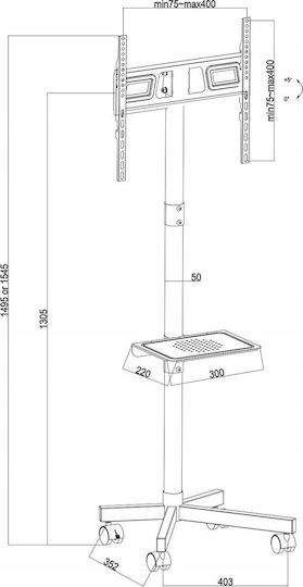 Maclean Energy MC-949 Βάση Τηλεόρασης Δαπέδου έως 55" και 25kg Ασημί