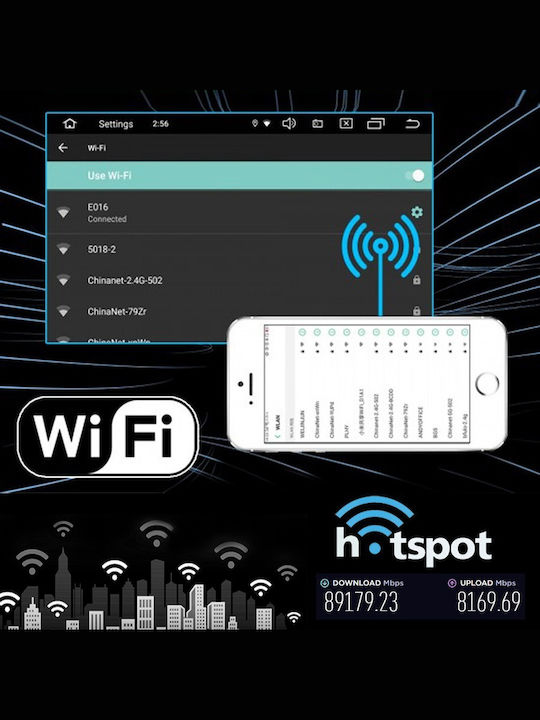 Ηχοσύστημα Αυτοκινήτου 2DIN (Bluetooth/USB/WiFi/GPS/Apple-Carplay/Android-Auto) με Οθόνη Αφής 10.1"