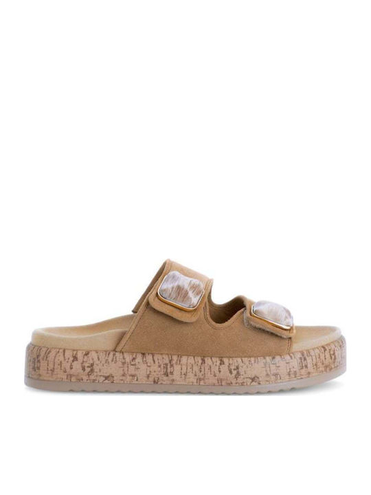 Leather Women's Flat Sandals Anatomic in Brown Color