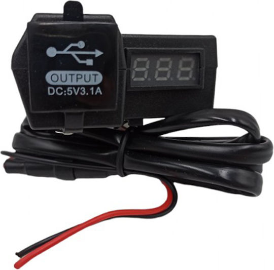Ψηφιακό Όργανο Βολτόμετρο Αυτοκινήτου USB 5V/3.1A