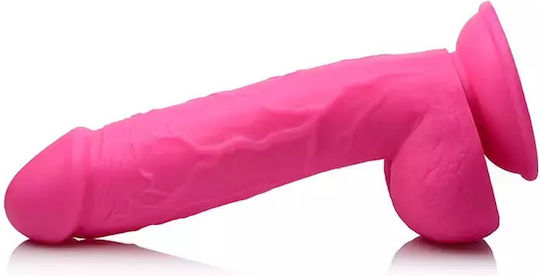 XR Dildo με Όρχεις και Βεντούζα Ροζ 21cm