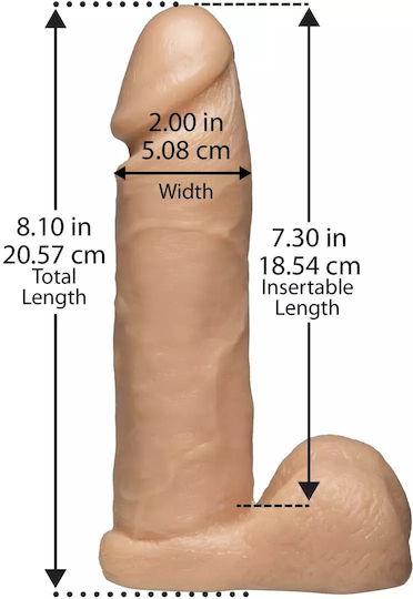 Doc Johnson Vac-U-Lock Realistic Cock Dildo realist cu Scrotum Vanilie 20cm