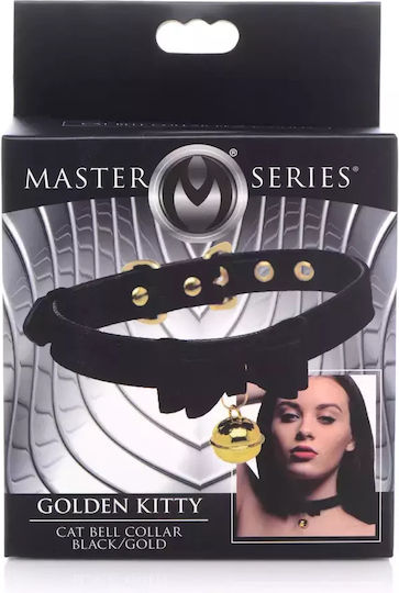 XR Master Series Golden Kitty Collar with Cat Bell Halsband in Schwarz Farbe