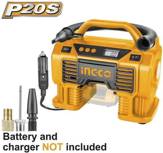 Ingco Car Tire Pump 160PSI with Cable 20V (Without Battery)
