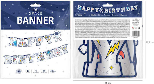 Letter Banner Happy Birthday "διάστημα Space" 220x16εκ