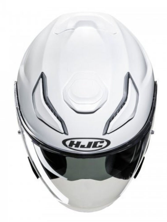HJC F31 Pearl White Motorcycle Helmet Jet ECE 22.06 with Sunvisor