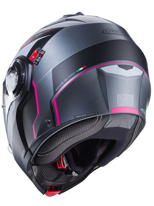 Caberg Duke Evo Move Matt Gun Metal / Black / Fuchsia Κράνος Μηχανής Flip-Up ECE 22.06 1600gr με Pinlock