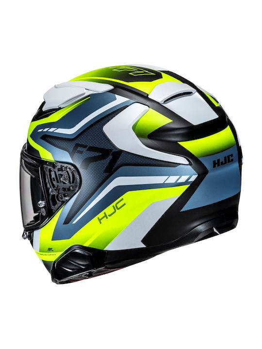 HJC F71 FES MC3HSF Fluo Tortoise Motorcycle Helmet Full Face ECE 22.06 with Sunvisor
