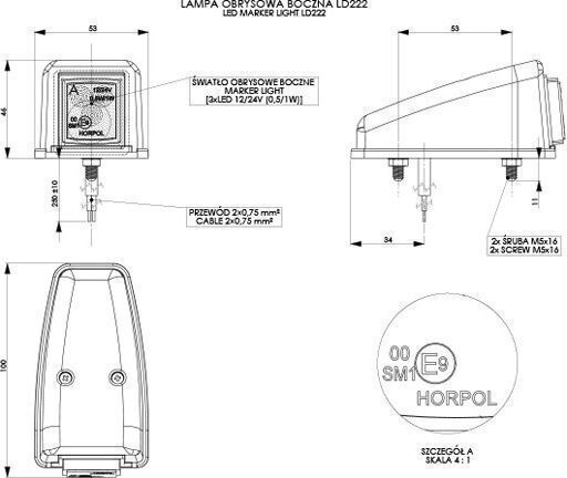 Horpol K24-LD221-YEL Φως Όγκου Φορτηγού 12-24V - Κίτρινο
