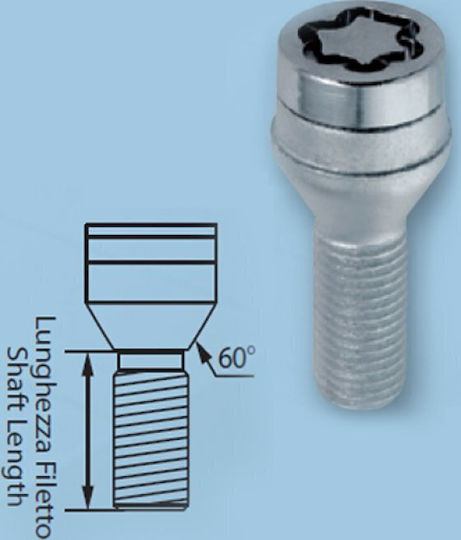 Lampa Wheel Locks M12x1.25mm Length 22mm for Key No 19 4pcs