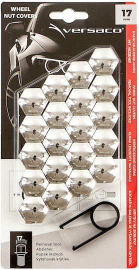 Chrome Bolt Caps 17mm Set of 20 Pieces Vr22207