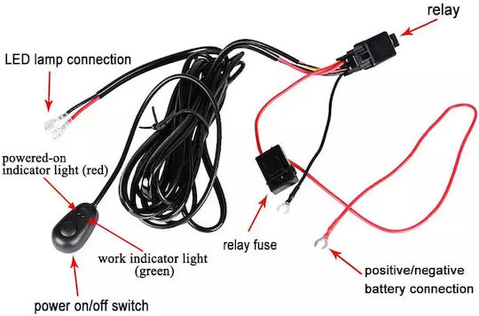 Καλωδίωση Κουμπί Ρελέ 24v 1 Προβολέα Led Μπάρα Led Έως 288w