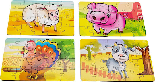 Puzzleok Ξύλινα Παζλ 4 1 Ζώα Στη Φάρμα Παζλ Σετ Φάρμα