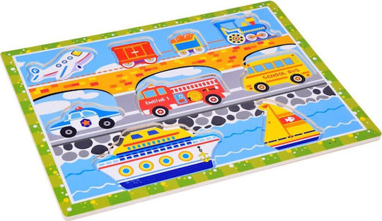Jokomisiada Wooden Vehicle Transport Puzzle 9 Pieces Match Shapes Za5257