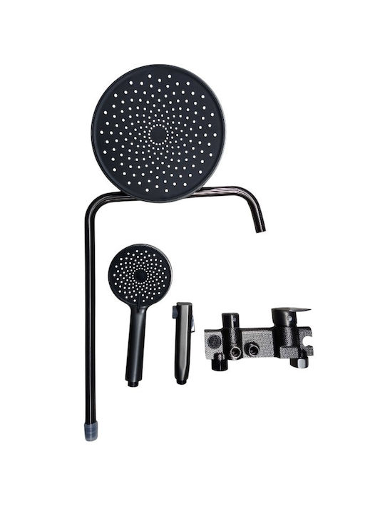 Shower Column with Mixer 75cm Black