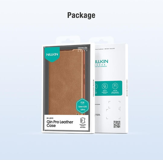 Nillkin Qin Pro Leather Book Synthetic Leather Brown (Galaxy S25 Ultra)