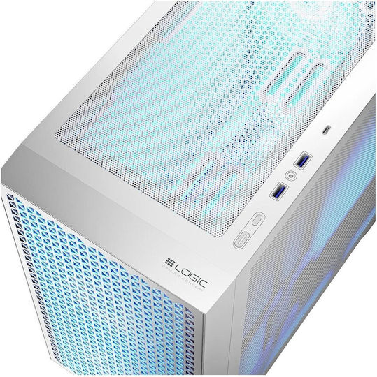 Logic Dart Pro Mini ARGB Gaming Mini-Turm Computergehäuse Weiß