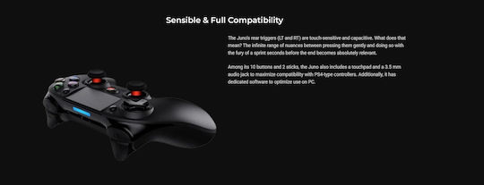 Redragon Juno G818 Ασύρματο & Ενσύρματο Gamepad για PC / PS4 Μαύρο