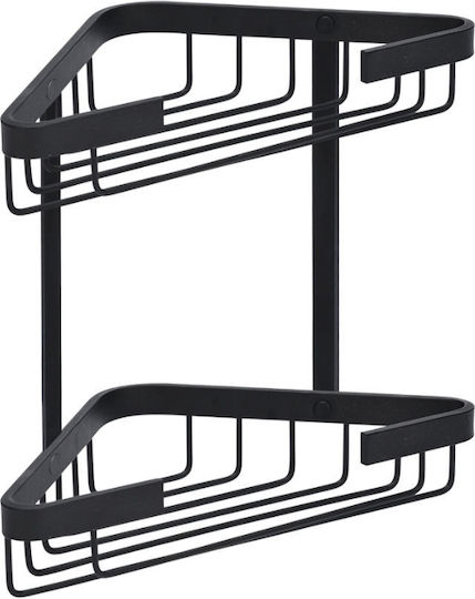 Estia Stance Ecke An der Wand montiert Badezimmerregal Metallisch mit 2 Regalböden 25x17x28.5cm Schwarz