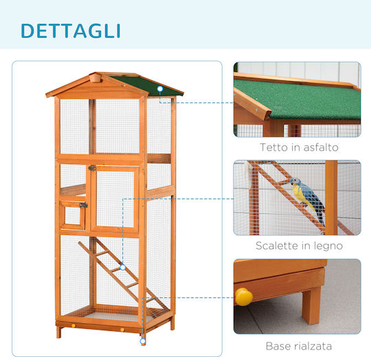 HomCom Дървена Клетка За Птици 68x63x165 См 68x63x165см