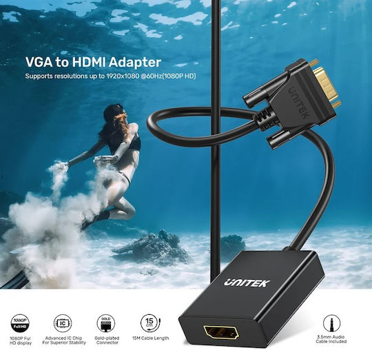 Unitek VGA Male To HDMI Female Converter 1 Piece V1112ABK