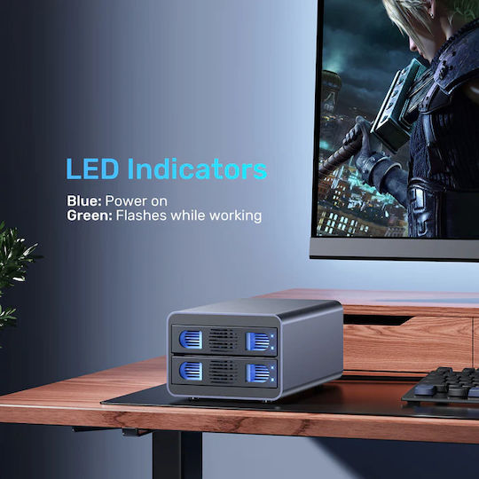 Carcasă pentru unități de stocare Unitek USB-C 2-bay Externă Sata Hdd Enclosure Raid S1308c