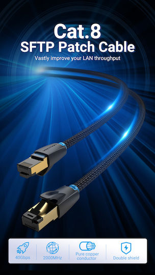 Vention S/FTP Cat.8 (40Gbps) Καλώδιο Δικτύου Ethernet 1m Μαύρο
