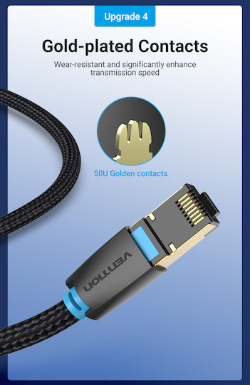 Vention S/FTP Cat.8 (40Gbps) Καλώδιο Δικτύου Ethernet 1m Μαύρο