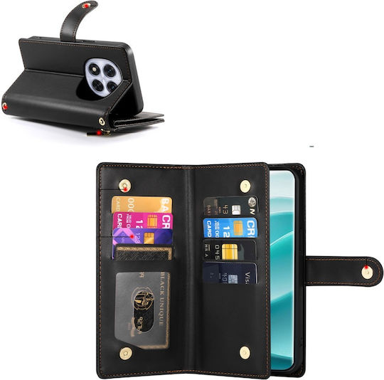 Husă Flip Neagră cu Buzunar cu Fermuar pentru Xiaomi Redmi Note 14 Pro 5G Poco X7 5G