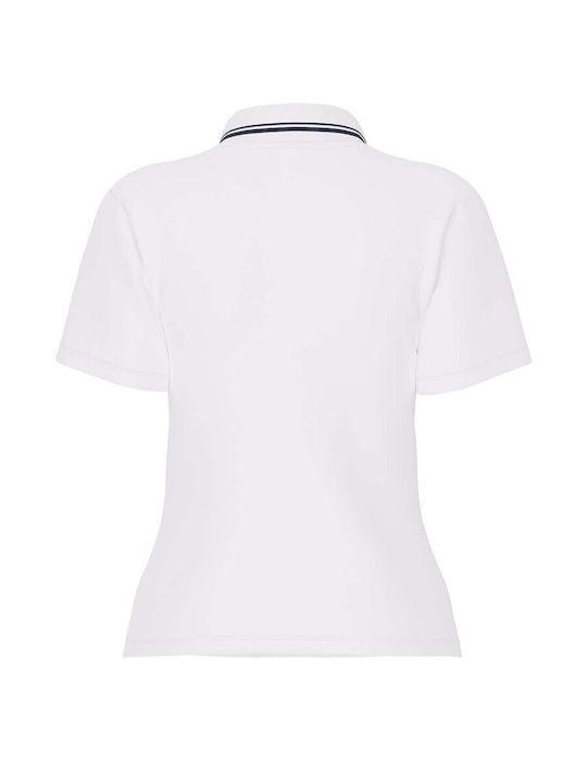 Damen Polo Bluse Kurzärmelig Weiß