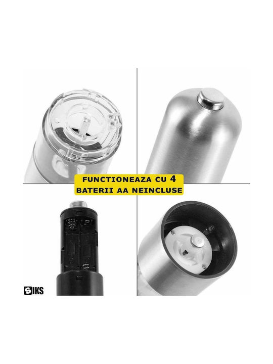 Ηλεκτρικός Μύλος Αλατιού Inox σε Ασημί Χρώμα 5cm