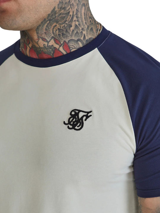 Tricou Raglan Siksilk Alb Albastru Ss-26908