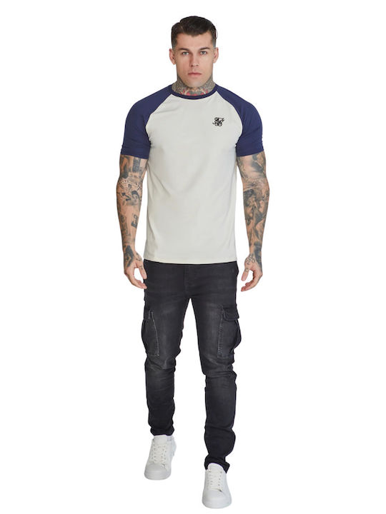 Tricou Raglan Siksilk Alb Albastru Ss-26908