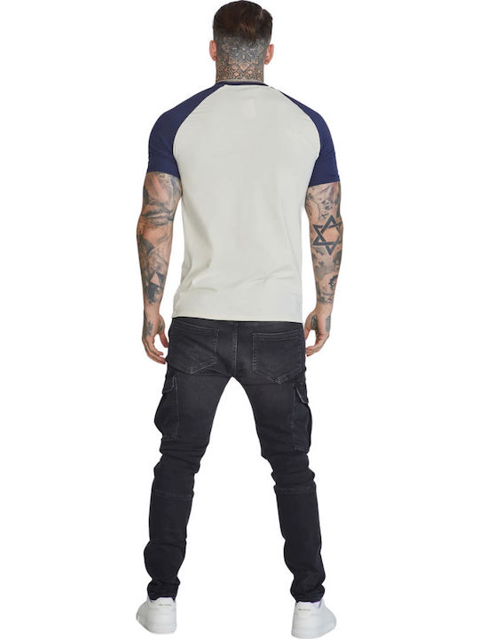 Tricou Raglan Siksilk Alb Albastru Ss-26908