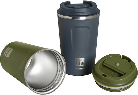 Ecolife Ποτήρι Θερμός Ανοξείδωτο / Αλουμίνιο BPA Free 370ml Dark Blue