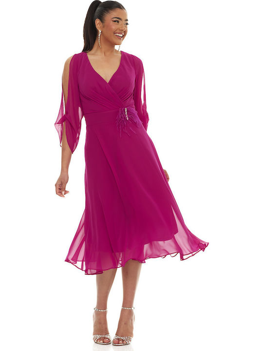 Sommer Midi Kleid für Hochzeit / Taufe Fuchsie