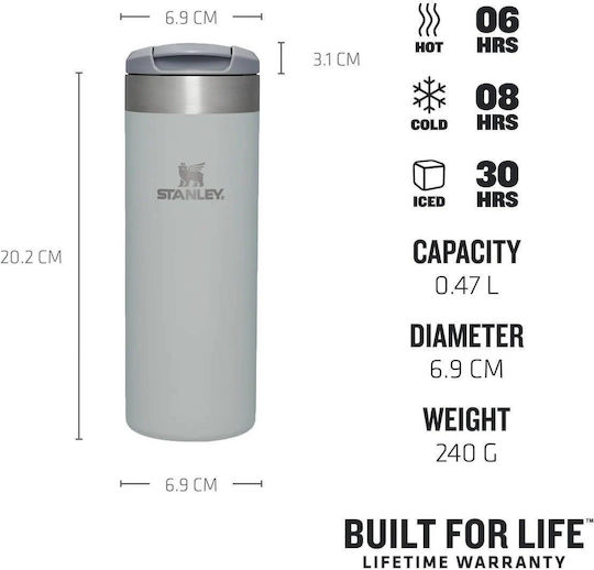 Stanley AeroLight Transit Ποτήρι Θερμός Ανοξείδωτο BPA Free 470ml Ash